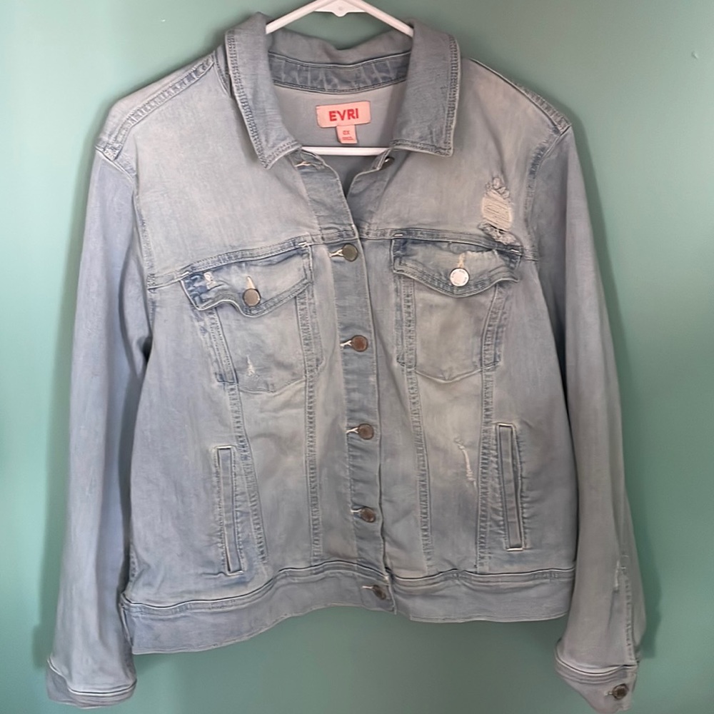 Evri light wash distressed jean jacket